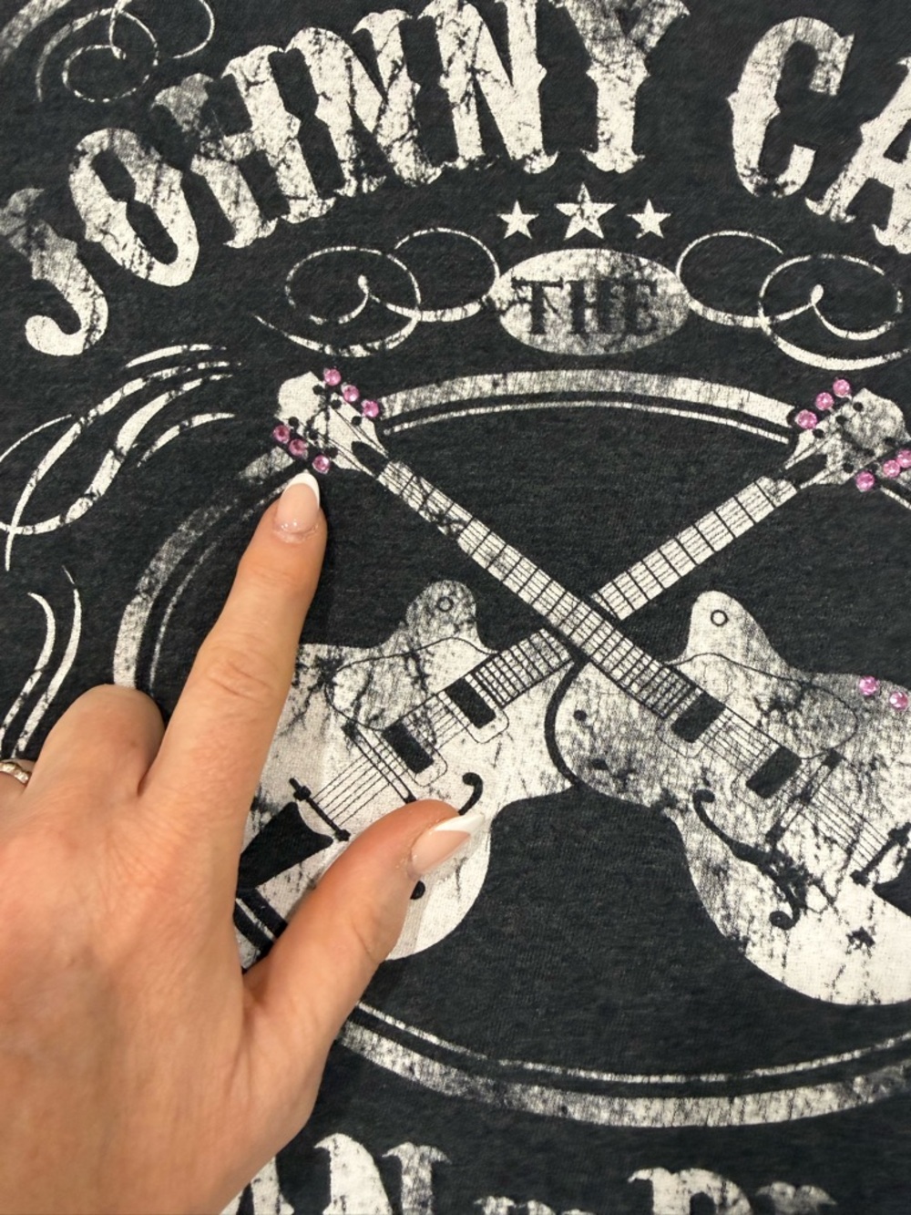 Johnny Cash 'Man in Black' Graphic Tee - Black Heather with Pink Accents - Picture 4 of 9